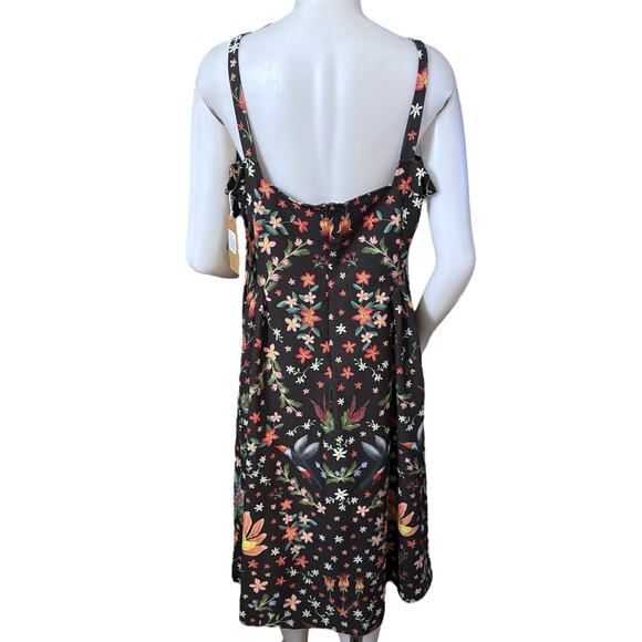 Averie Blaise Pleated Midi Dress Vibrant RainForest Print Black Size 3XL (14) - Picture 3 of 8